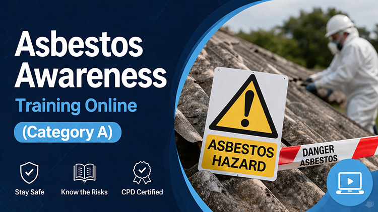 Asbestos warning label on asbestos-containing material in an older building